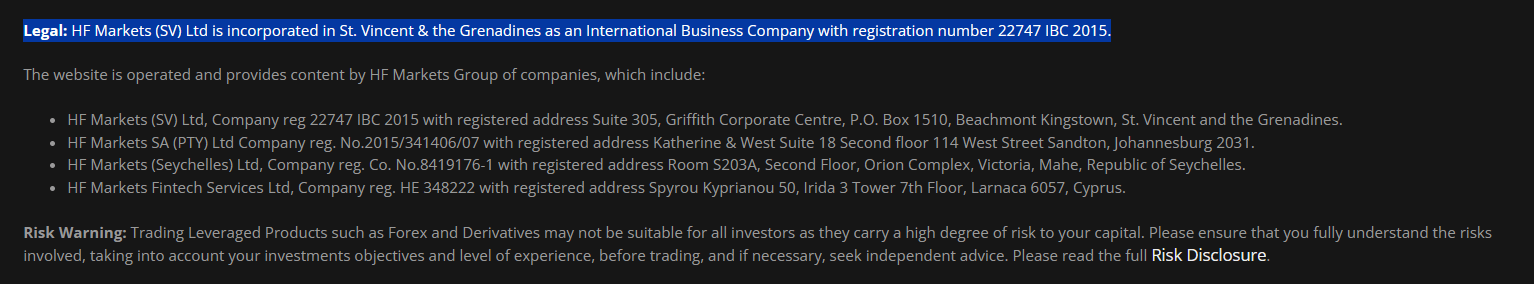 Example of Forex Broker's Foreign entity